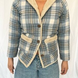 Plaid Blue and Cream Kids Jacket